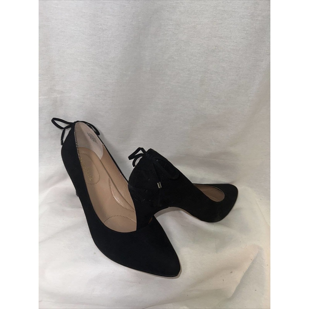 Kelly and Katie Faux Suede Black Pumps With Ties In Back 9.5